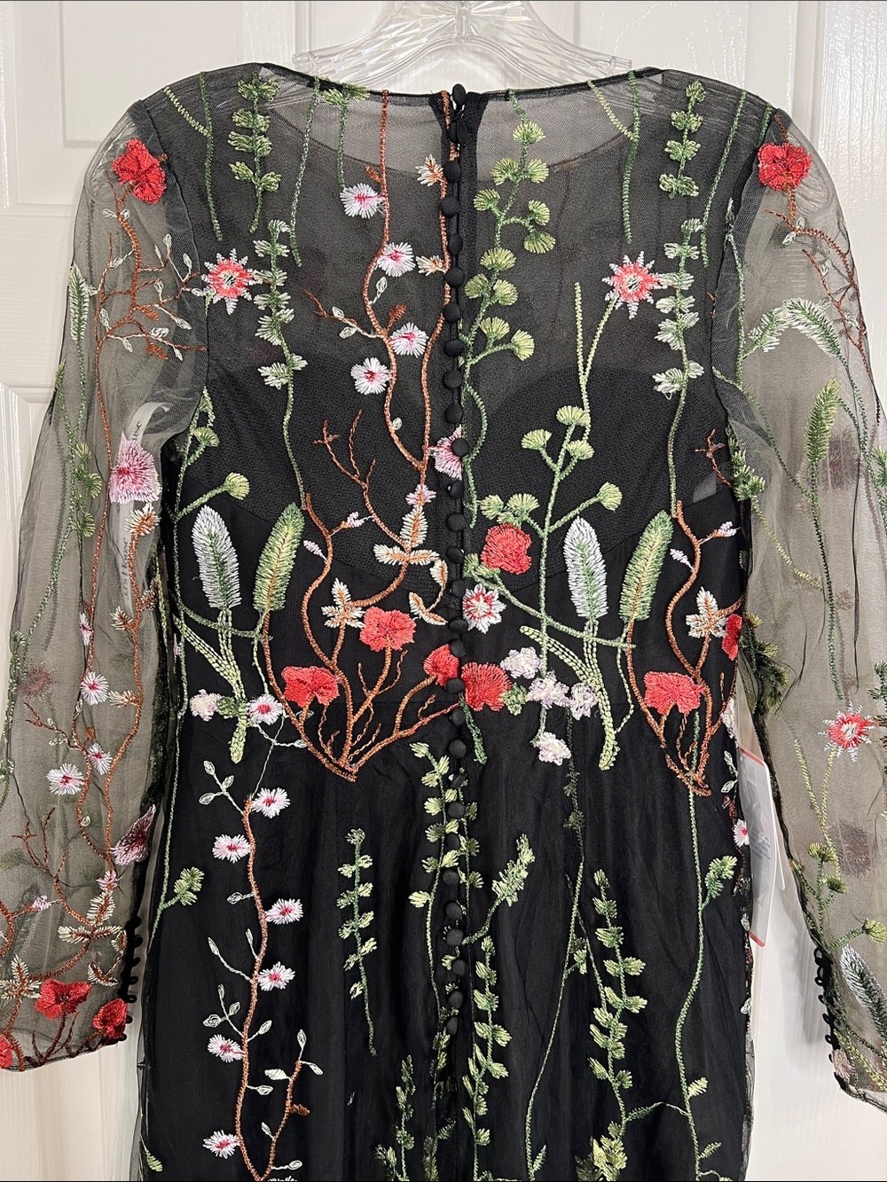 NWT JJ's House Antosia Black Lace floral Maxi Dress long sleeve size US 4 - Picture 10 of 12